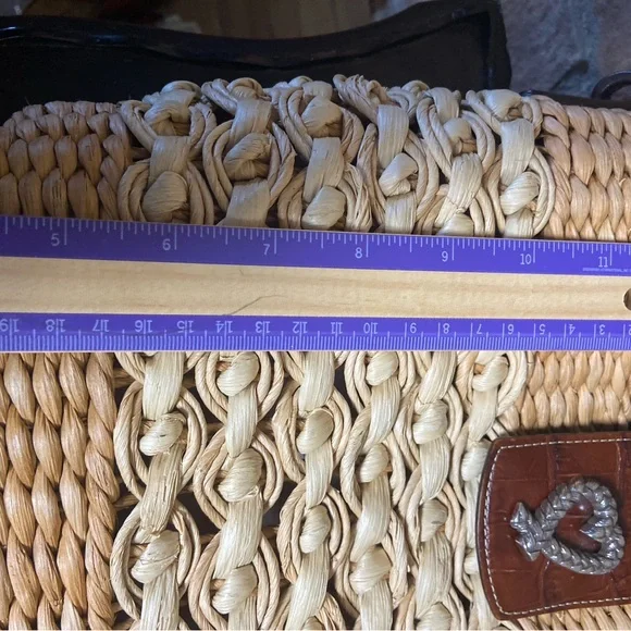 Brighton Straw shoulder purse, Brown and Tan Woven Women's Bag pre owned. - Picture 15 of 15